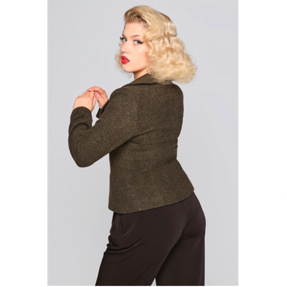 Collectif Olive Green Molly Riding Jacket XL - Picture 4 of 8